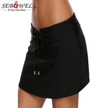 SEBOWEL, сексуальные, на шнуровке, с круглым вырезом, детали, черные, для активного плавания, с юбкой, для плаванья, для размера плюс, высокая талия, Costumi Da Bagno Donna, Шорты для плавания