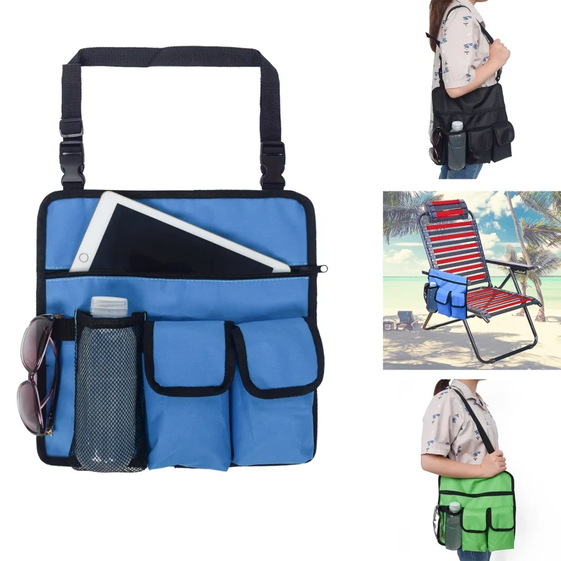 HOT Sale  Fishing Beach Chair Hanging Storage Bag Pouch Handy Pockets Tote Bag With Straps Portable Shoulder 