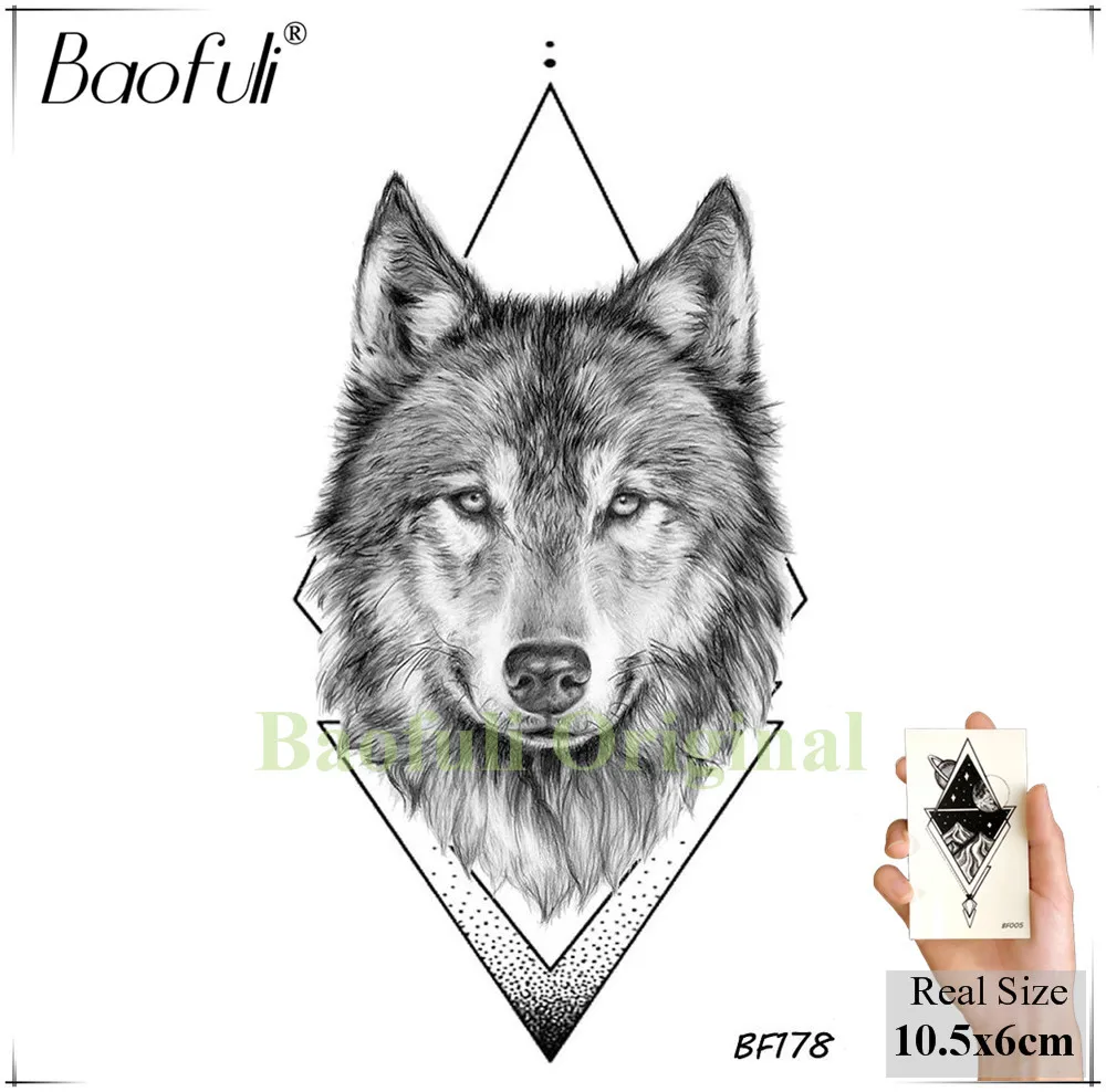 BBF178 BAOFULI мужской боди-арт временная татуировка черный Король волк ледник сосновый дерево татуировки руки ноги водонепроницаемый одноразовые татуировки наклейки - Цвет: BBF178