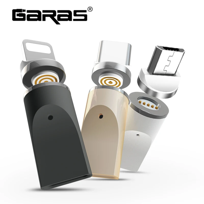 GARAS Магнитная Micro USB адаптер для iphone/Micro/usb type c Зарядное устройство и Магнит данных