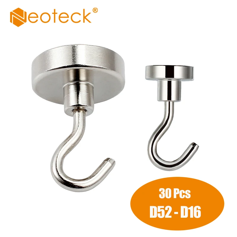 

Neoteck 30Pcs D16 16mm 5.5kg D25 25mm 22kg Strongest Rare Earth Neodymium Magnet Magnetic Hanging Hooks Holder
