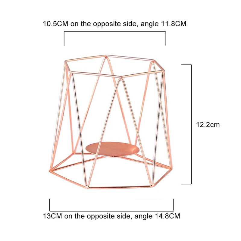 Подсвечник из кованого железа, геометрический подсвечник, подсвечник, романтические свадебные украшения, домашний декор, реквизит Z - Цвет: Rose gold S