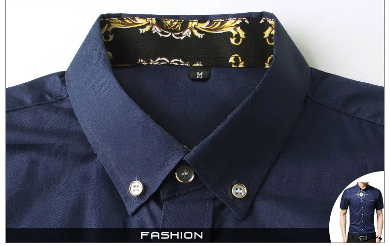 Хорошее качество формальный цветочный бренд Мужская Летняя деловая рубашка с коротким рукавом отложной воротник смокинг мужские рубашки Размер M-5XL