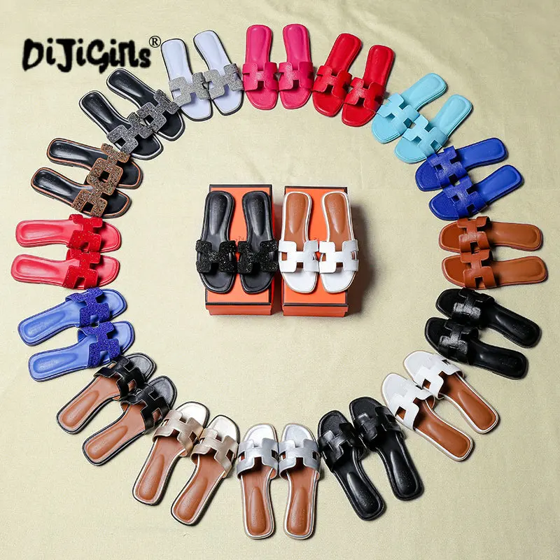 

Women Summer h ladies sandals ladies Fashion design sandals good quality flat shoes Candy Color Outdoor Holiday Slides Drop Ship