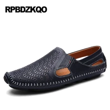 Черный комфорт 46 загар белый повседневная мода лоферы воздухопроницаемый выдолбить слипоны больших размеров Мужские летние полые