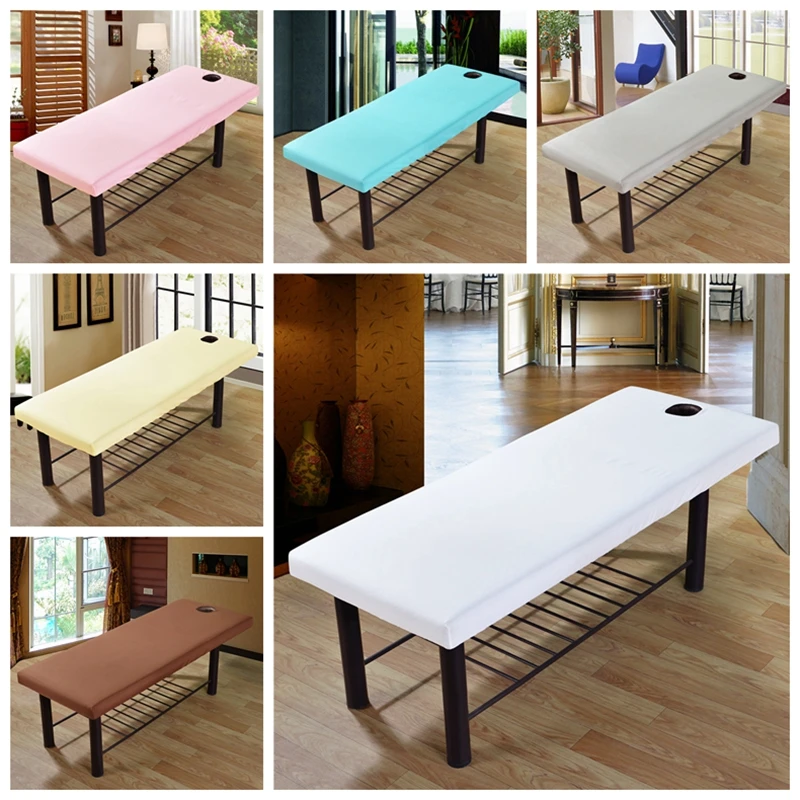 Solid Color White Gray Sheet Salon Spa Bedsheet With Face Hole Beauty