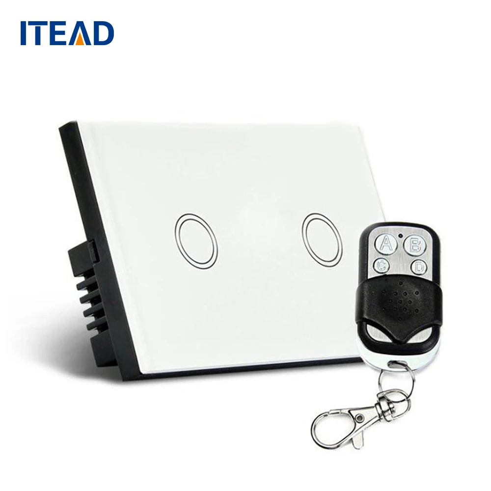 

Remote Control Wall Touch Switch US Wireless Light Panel WiFi On/Off Sensor 2 Gang RF433 240V Smart Controller