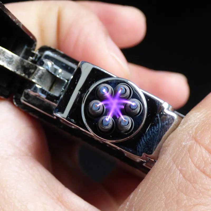 Двойная дуговая зажигалка, ветрозащитная электронная USB Зажигалка для перезарядки, электрическая зажигалка для курения