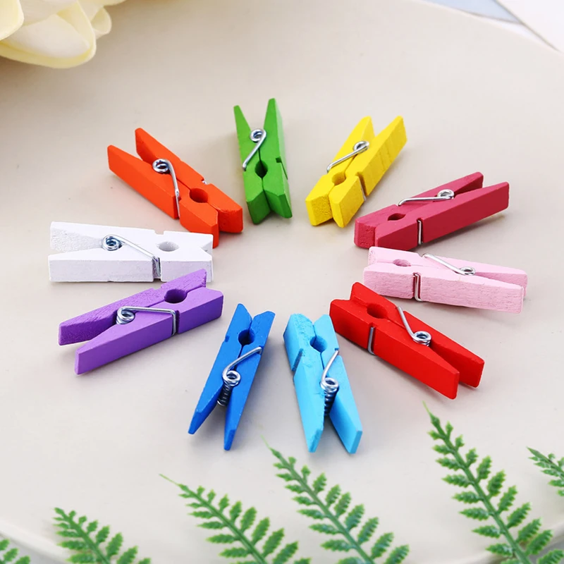 

10pcs/pack Random Mixed Color Wooden Clips Photo Clips Decorative Wood Clips