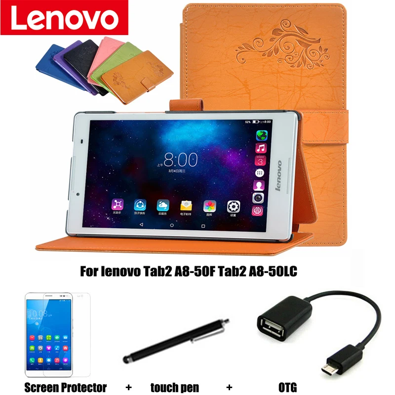 

Magnet Leather Case Stand For Lenovo TAB 2 A8 A8-50F A8-50LC case 8'' Tablet PC dormancy protective Leather Case+Gift