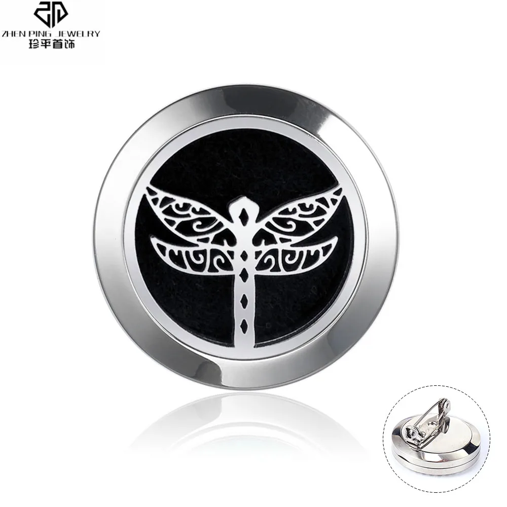 

Crystal Aromatherapy Diffuser Essential Oil Locket Brooch Stainless Steel Perfume Diffuser Brooches Men Women