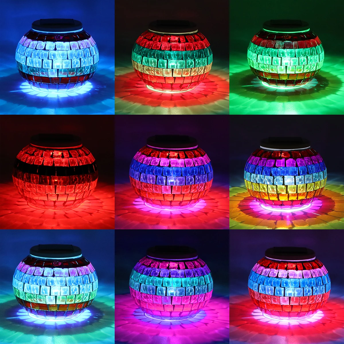 Glass Ball Garden Lights Color Changing LED Solar Light Waterproof Solar Powered
