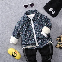 От 2 до 8 лет, новинка года, зимняя Модная стильная теплая флисовая рубашка с цветочным рисунком для мальчиков 1 предмет, детская зимняя рубашка теплая рубашка для мальчиков