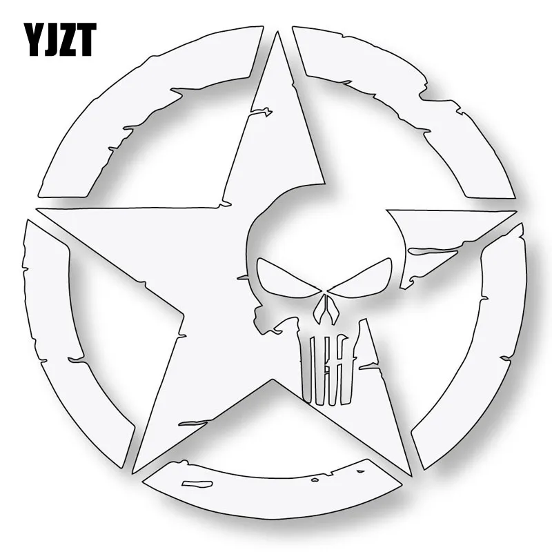 

YJZT 10.7CMX10.7CM Army Star PUNISHER SKULL Car Stickers Decals Motorcycle Styling C1-6031