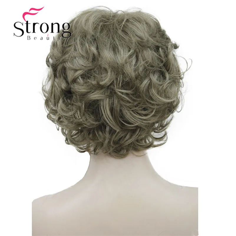 StrongBeauty Короткие слоистых серебристо серый Ombre полный синтетический парик женские Искусственные парики выбор цвета