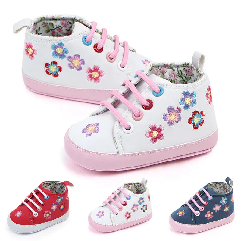 Kids Shoes for Girls Boys Sneakers Jeans Canvas Children Shoes Denim Running Sport Baby Sneakers Lace-up Casual Boy Floral Shoes