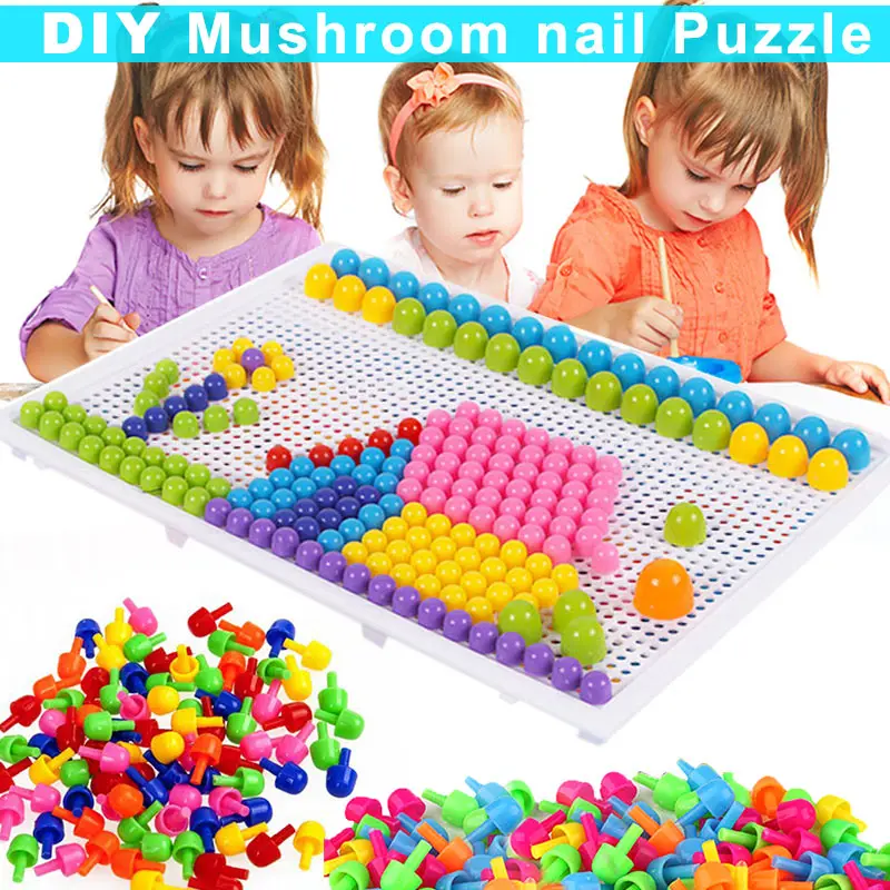 Baby Kids Puzzle Peg Board 296 Pegs Early Educational Toys Creative Mosaic 