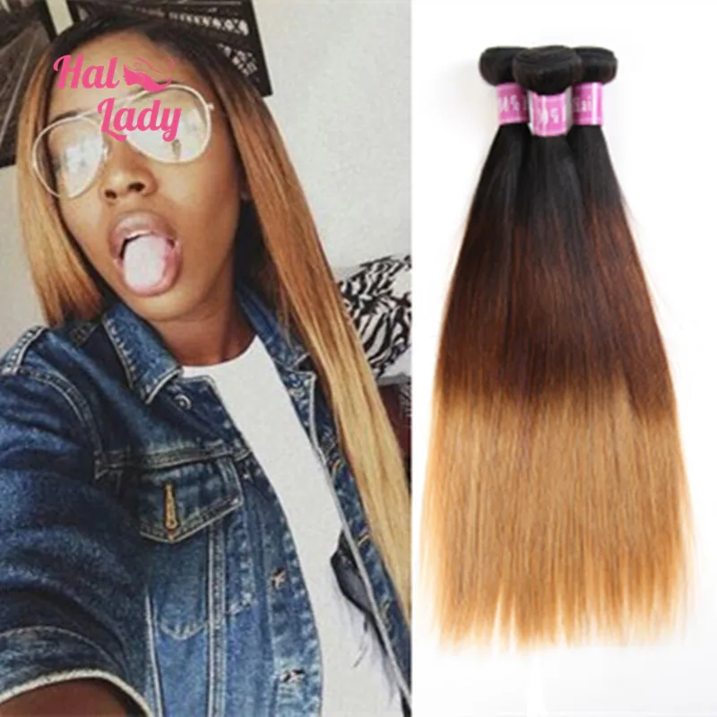

7A Brazilian Virgin Hair Straight Ombre T1B/4/27 Ombre Brazilian Hair Straight Weave Cheap Brazilian Straight Hair 2 Pcs Lot