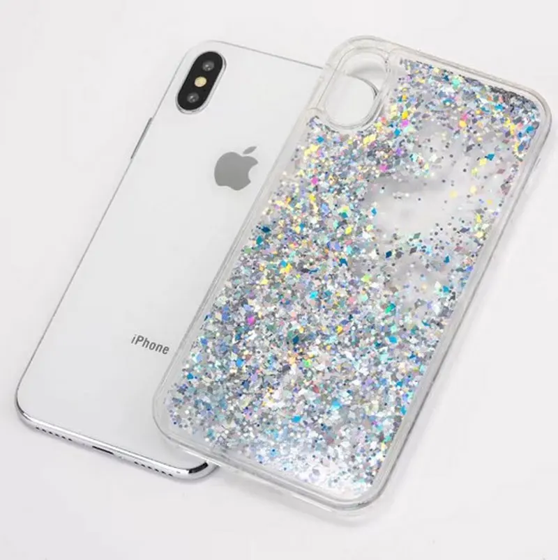Жидкий Блестящий песок Чехлы для мобильных телефонов iPhone X задняя крышка прозрачный пластиковый твердый чехол для телефона