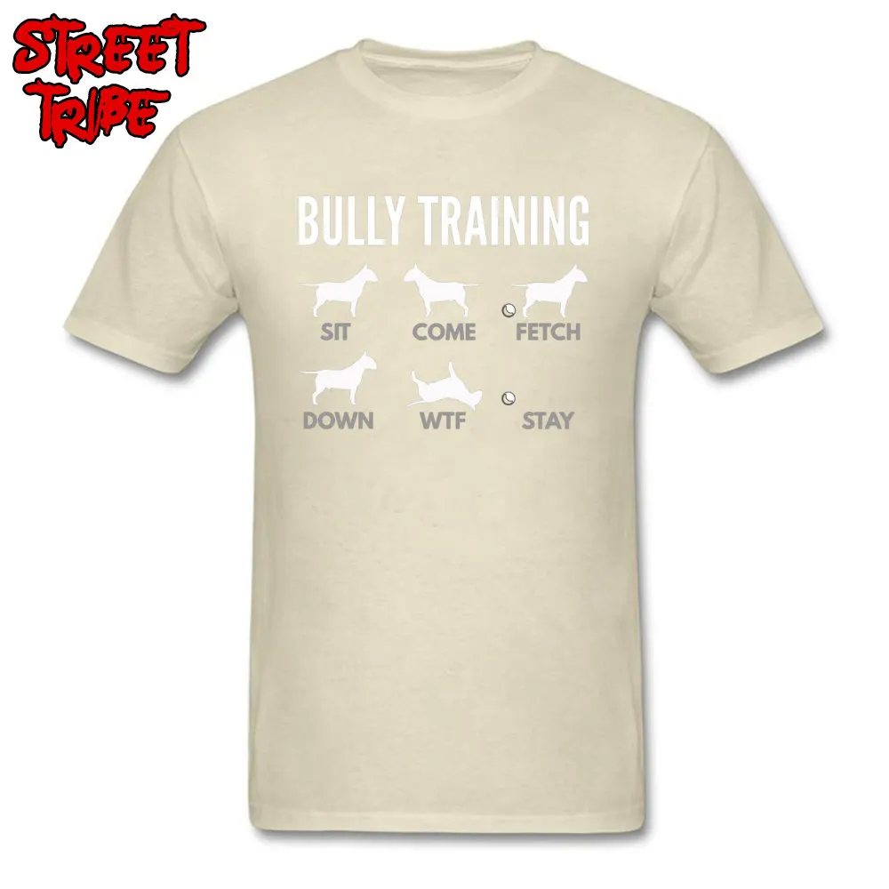 Coupons Men's T Shirt Round Neck Short Sleeve Cotton Gift Tops Shirts Party Tops T Shirt Top Quality English Bull Terrier Bully Training 13174 beige