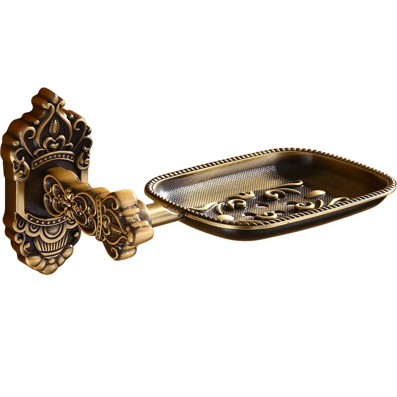 Gold antique soap rack European soap drainer holder creative wall hanging soap shelves toilet  bathroom organizer