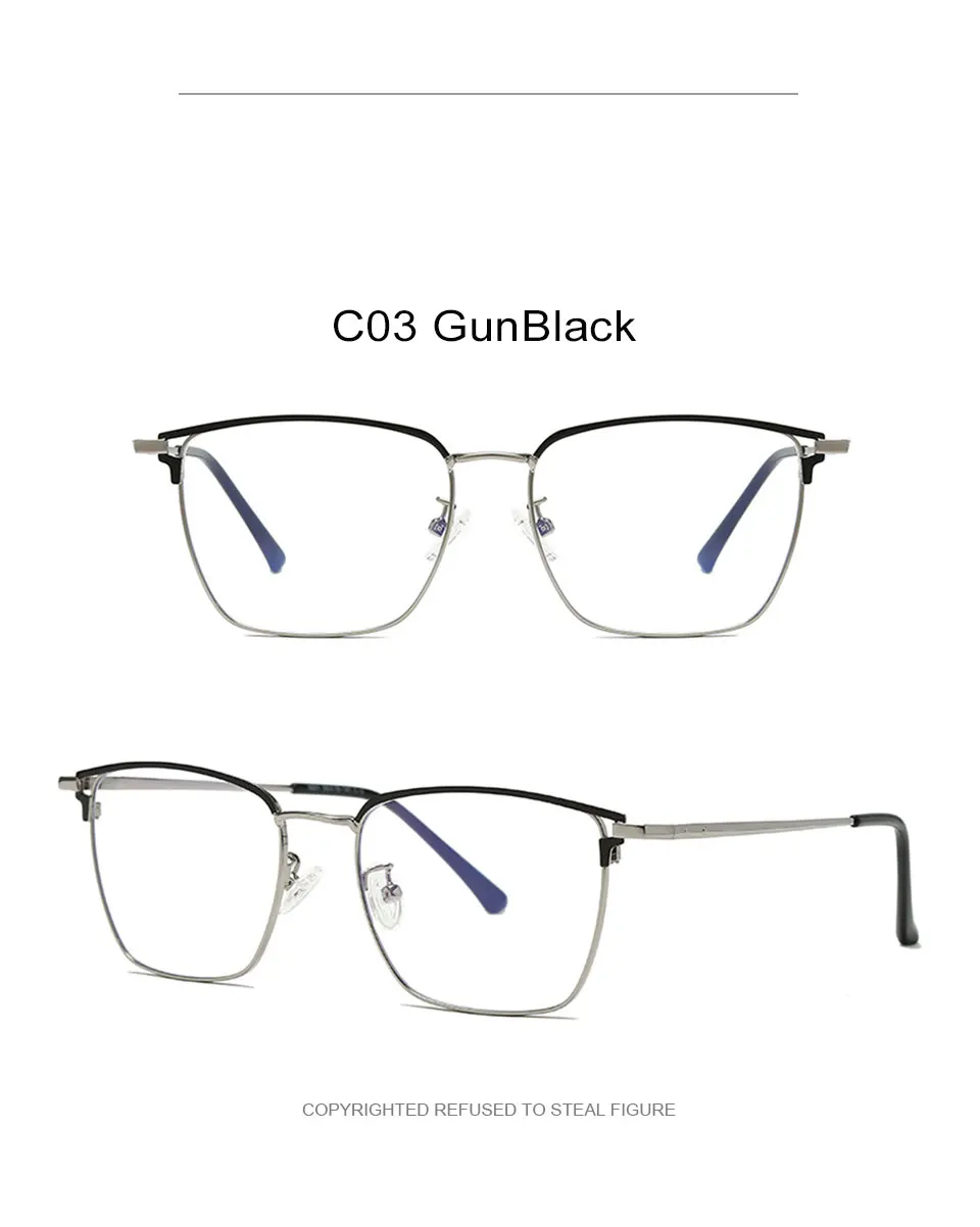 Мужская квадратная рамка для очков вредный свет блокирующие очки анти синий луч компьютерные очки ретро металл Близорукость Рамка PL1162
