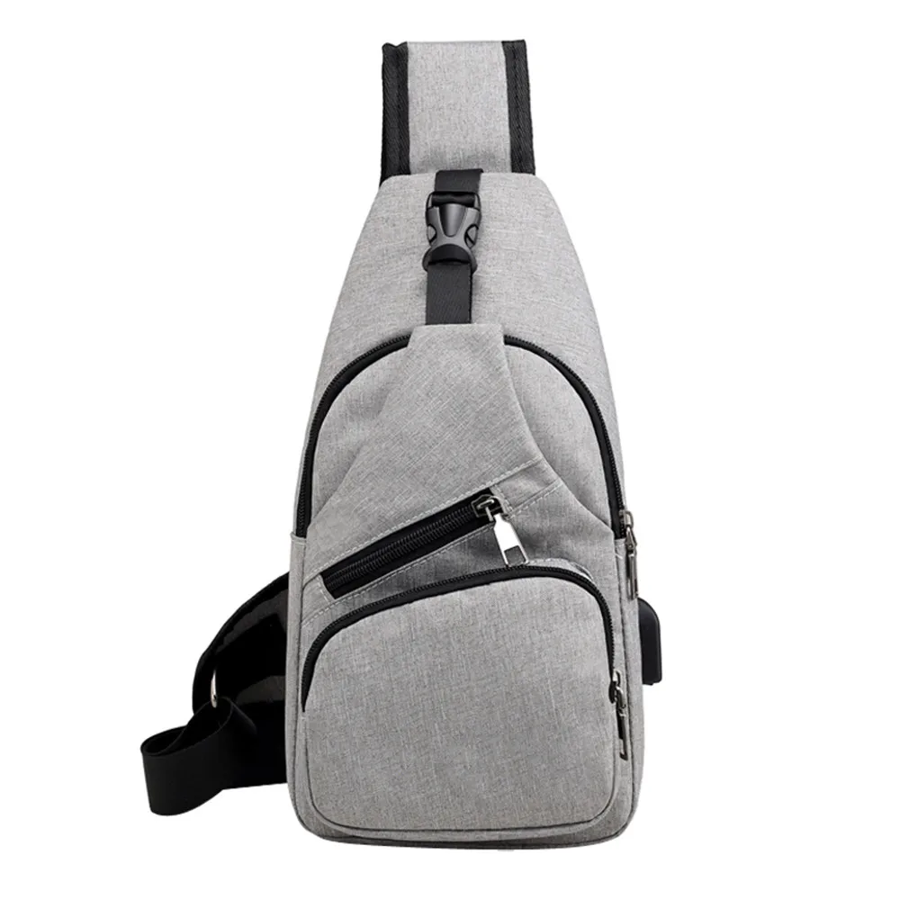 Sleeper#401 Мода г. унисекс универсальный сумка через плечо Открытый Повседневная нагрудная сумка с USB сумки для женщин DA - Цвет: Gray