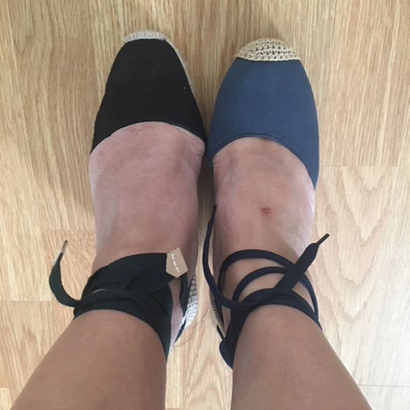 Women Ankle Strap Espadrilles Wedge Sandals 2018 Summer Canvas High Heel Fashion Lace up Women Platform Wedge Sandals Large Size (35)
