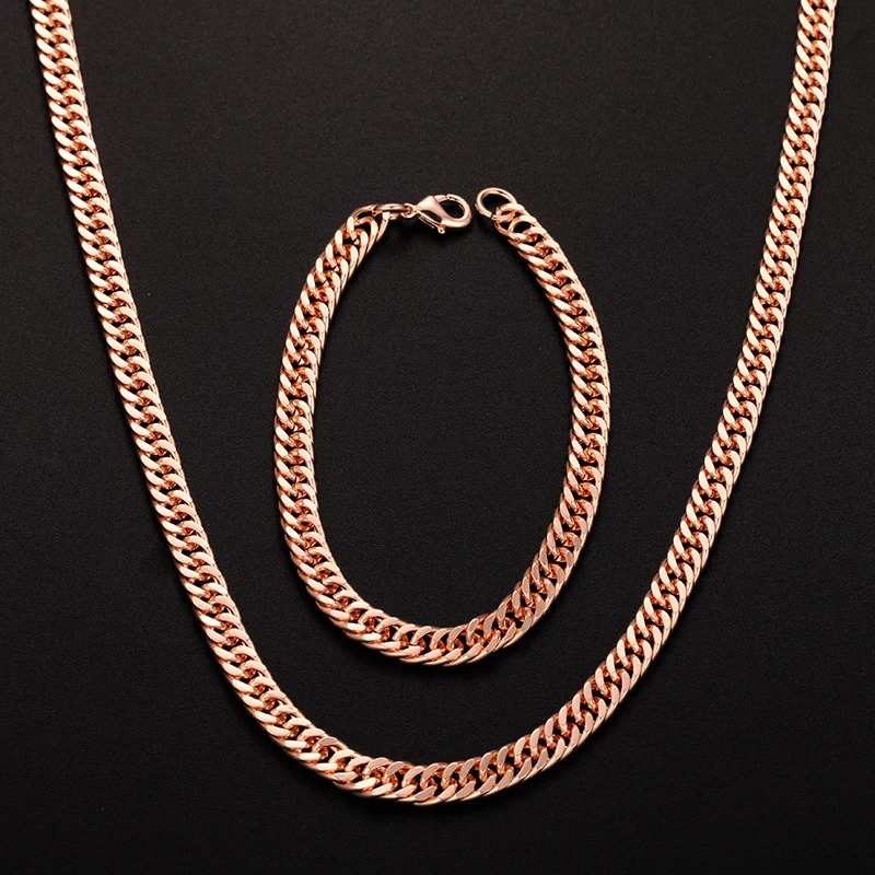 1 комплект для мужчин женщин розовое золото заполненный цвет Ювелирный Браслет Ожерелье Улитка 5 мм набор ювелирных изделий