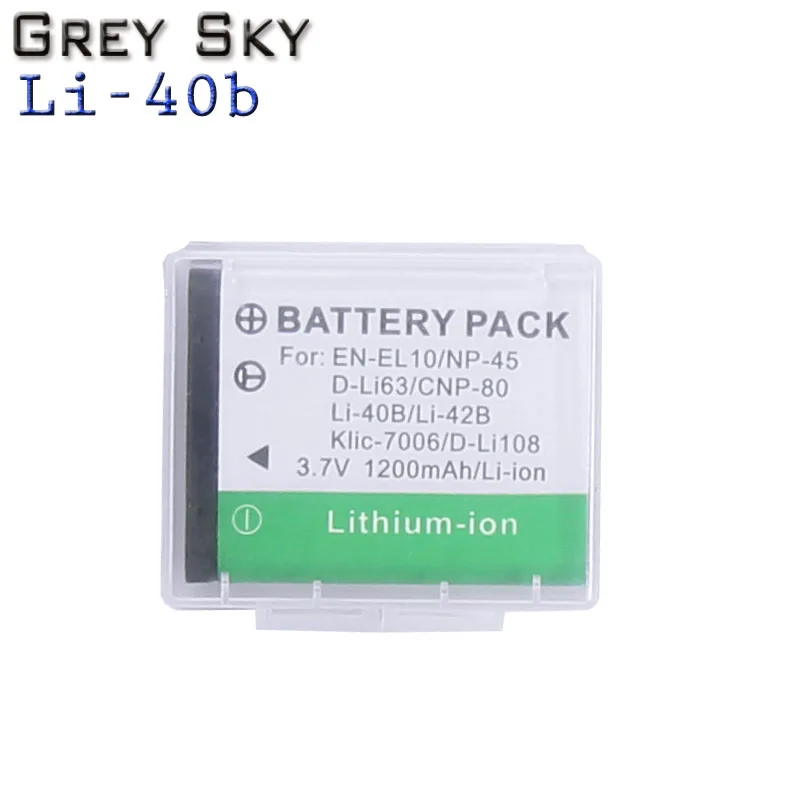 2xENEL10 Li-40B Li ion аккумулятор 40B 42B Батарея+ USB зарядное устройство для цифровой камеры Olympus Li-42B NP-45, для Nikon EN-EL10 D-Li63 D-Li108 NP-80 CNP80 KLIC-7006 - Цвет: 1 battery