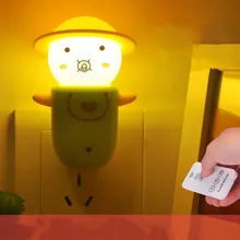 Креативный Мини светодиодный ночник E27 плагин дистанционное управление регулируемые светильники для детской спальни прикроватная лампа для внутреннего освещения