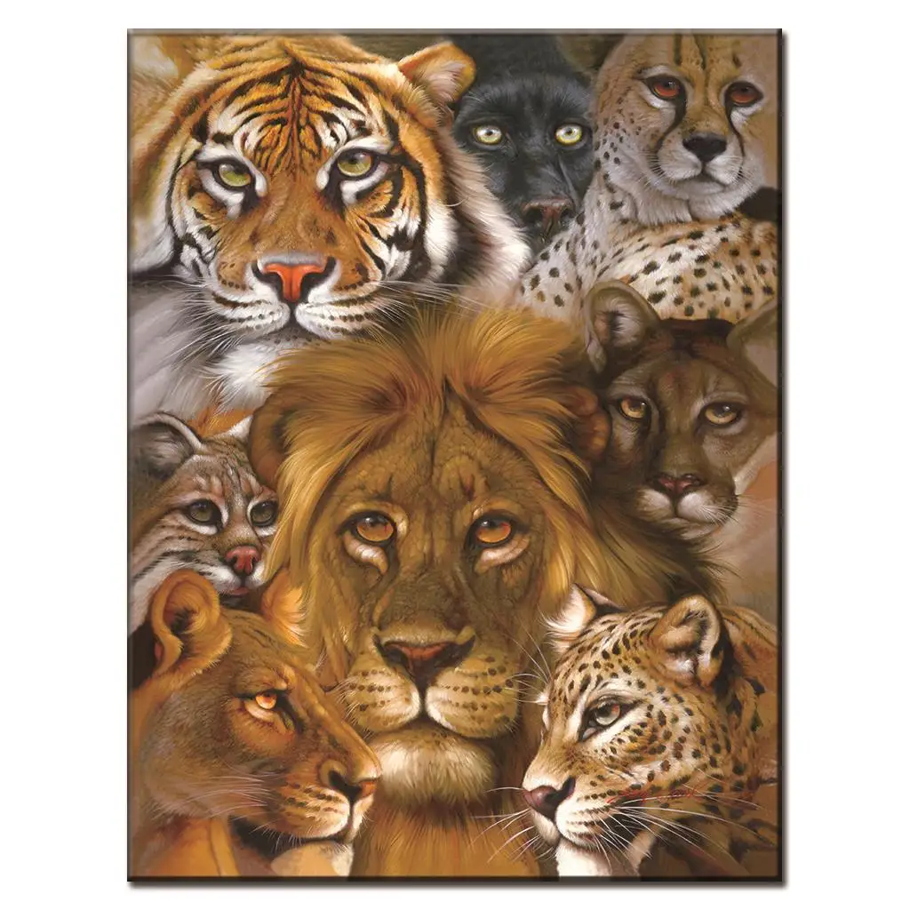 1 Pcs Tiger Lion Cat Leopard Canvas Painting Animal Wall Art Prints On