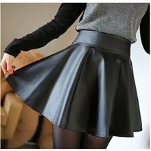 Осень Новая мода дамы девушка тонкий Высокая Талия PU плиссированные Юбки для женщин Мини Короткая юбка Однотонная Одежда Клубная одежда 4 вида цветов