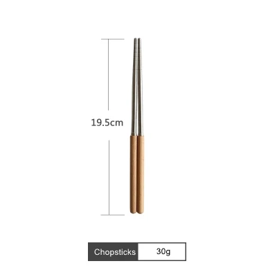 B-Chopsticks Столовые приборы из нержавеющей стали с деревянной ручкой столовая Вилка десертная ложка нож кофе чайная ложка фрукты кухонные вилки Аксессуары для посуды - Цвет: B-Chopsticks