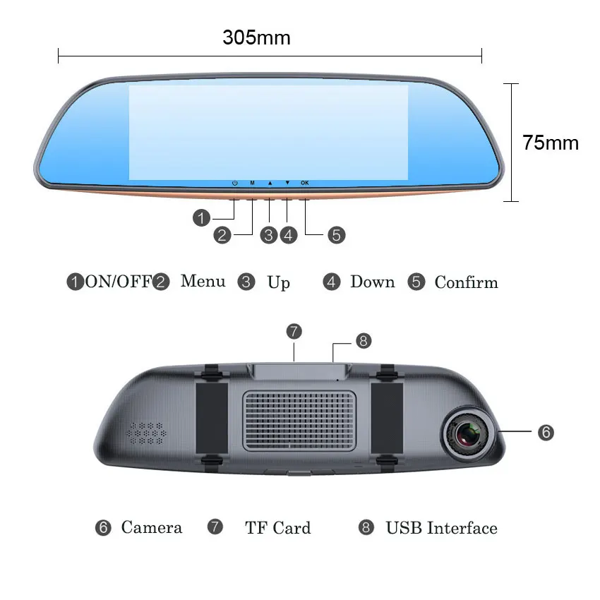 Автомобильный видеорегистратор FHD 1080P 7 дюймов сенсорный экран видеорегистратор с зеркалом заднего вида автоматический Регистратор циклическая запись ночное видение