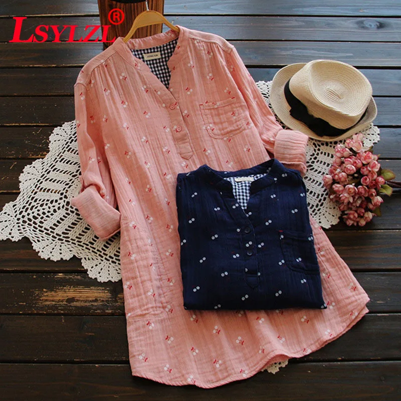

Women Tops 2018 New Autumn Casual Printed Cotton Linen Long Sleeve Women Blouses Blusas Vintage Shirt Long Tunic Tops C164