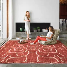 Скандинавский стиль утолщенный машинный тканый геометрический прикроватный коврик, большой размер пост-современный декоративный ковер для деревенского дома, коврик для гостиной