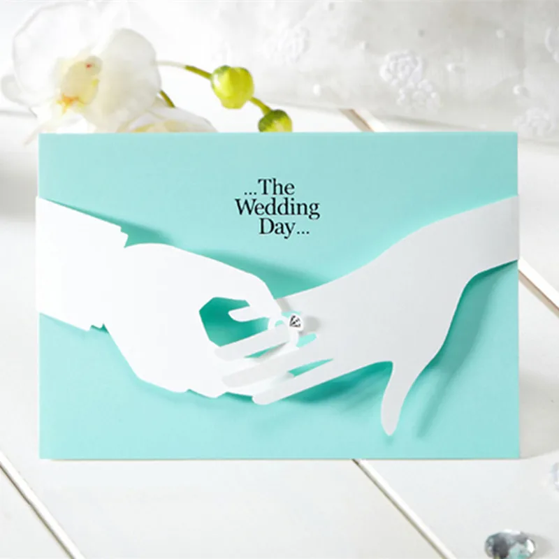 12pcs Lot Tiffany Blue Wedding Invitations Elegant Laser Cut