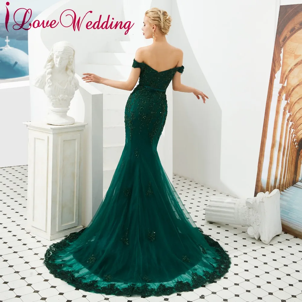 ILoveWedding 2019 роскошное вечернее платье с круглым вырезом, кристальная бисерная задняя часть, вечерние платья с длинным рукавом русалки