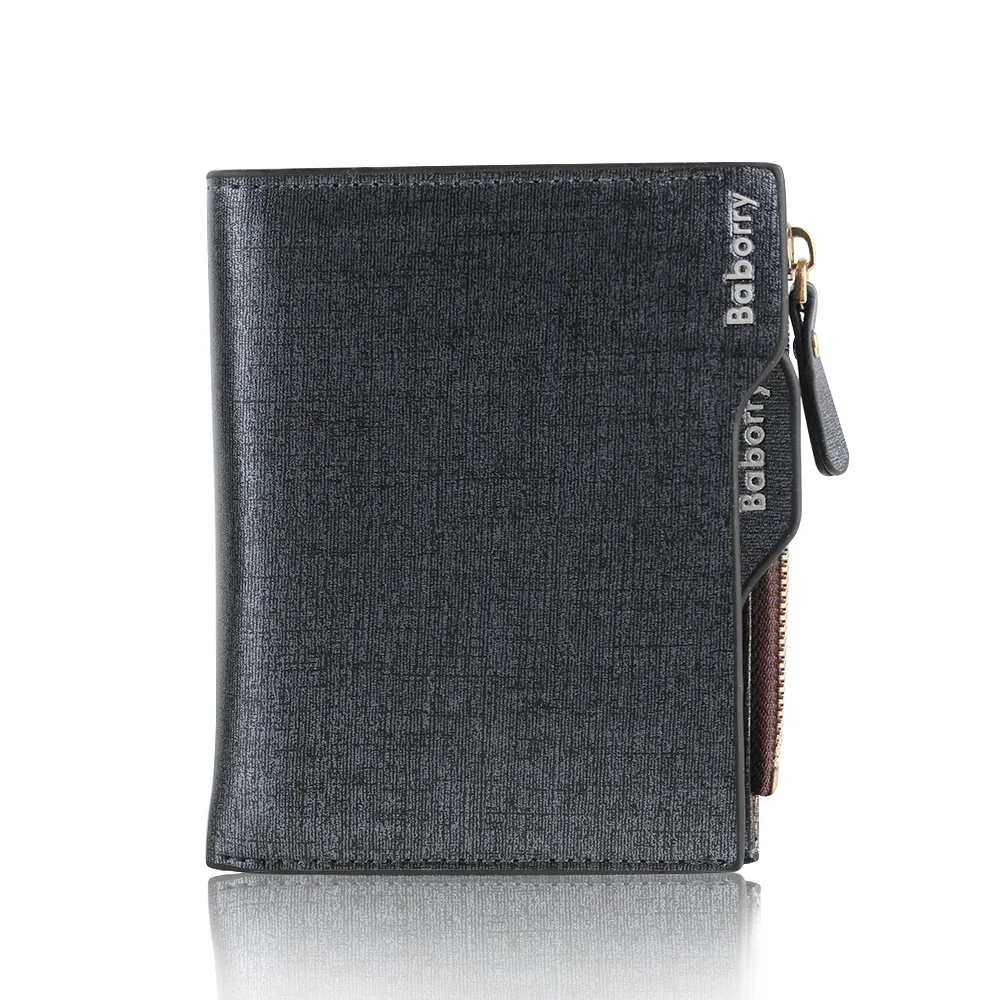 1Pcs Fashion Bifold Gift Vintage Business Leather Wallet Men's Purse Zipper Design ID Card Holder Mini Coin Purse Men Gifts