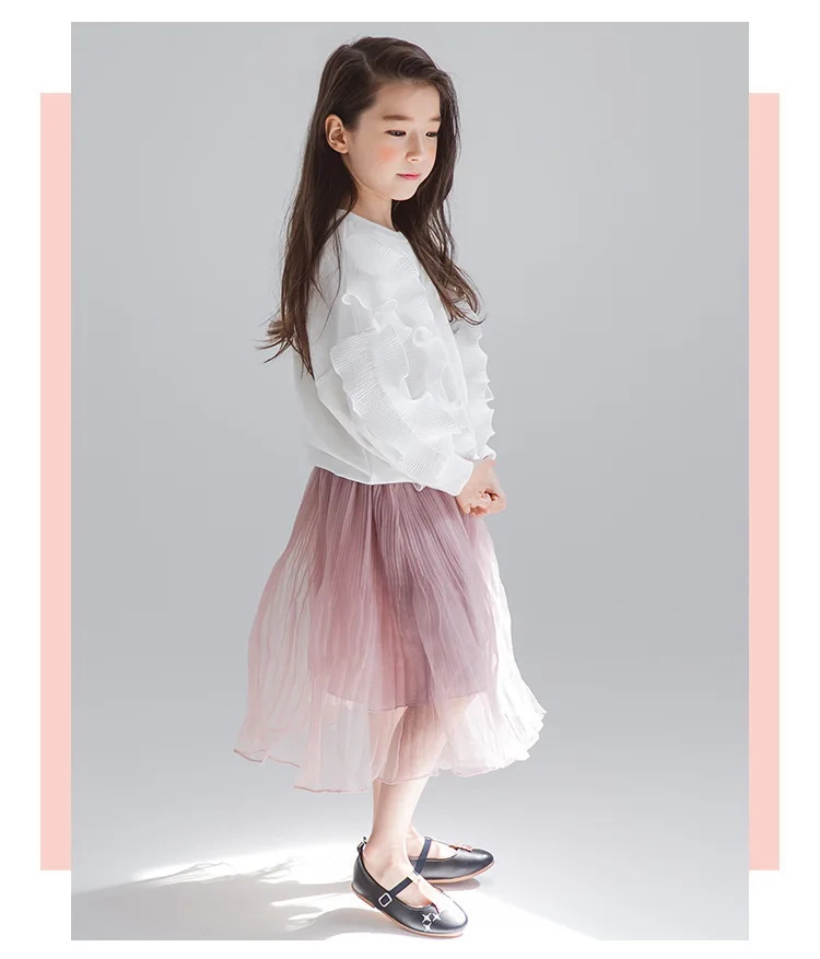 long school girl skirt spring summer autumn 2018 a line mid calf pink teen skirt for girls little children clothing (3).jpg
