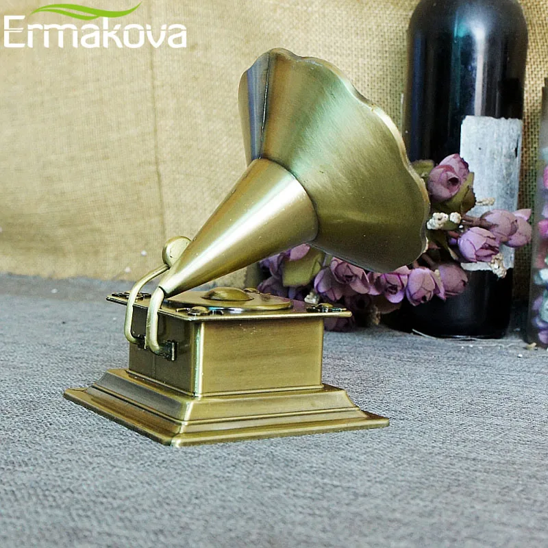 ERMAKOVA металлическая Ретро модель фонографа винтажный проигрыватель реквизит старинная модель граммофона домашний офис клуб бар Декор подарок
