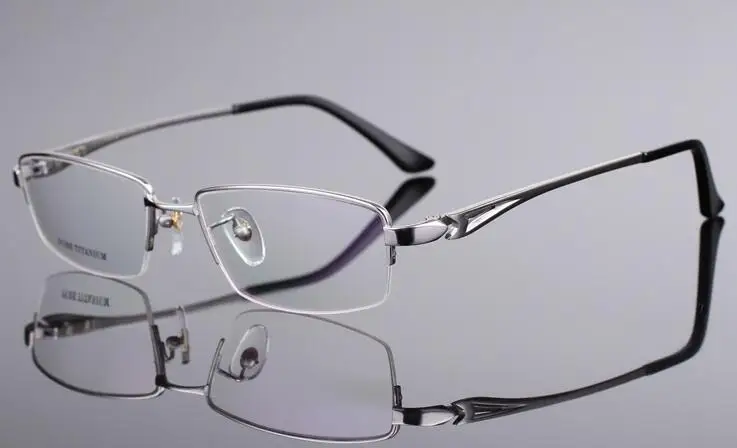 Silver Роскошные Pure titanium Hlaf очки без оправы очки для мужчин и женщин Rx - Цвет оправы: Silver