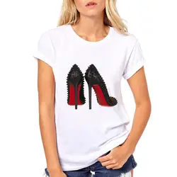 Модная забавная летняя футболка на высоком каблуке с принтом; женская модная футболка принцессы с короткими рукавами; тонкие Топы;