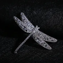 Luxury Cubic Zirconia Dragonfly Women Brooches Fashion Jewelry White Gold Plated Wedding Prom Accessories Brooch Pin
