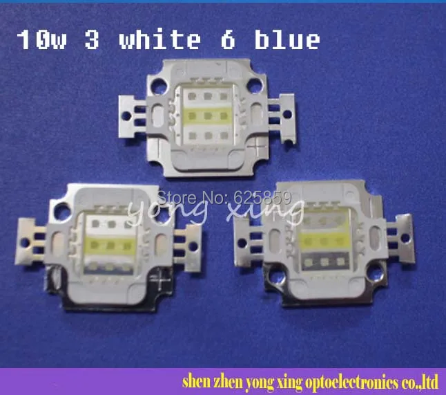 

5pcs Square Actinic Hybrid 10W 6 Cool White 6500K+ 3 Royal Blue 445-455nm High Power LED Light Bulb