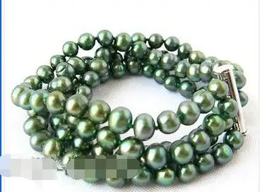 

Free Shipping >> 4strands 8mm Green Round Freshwater Pearl Bracelet