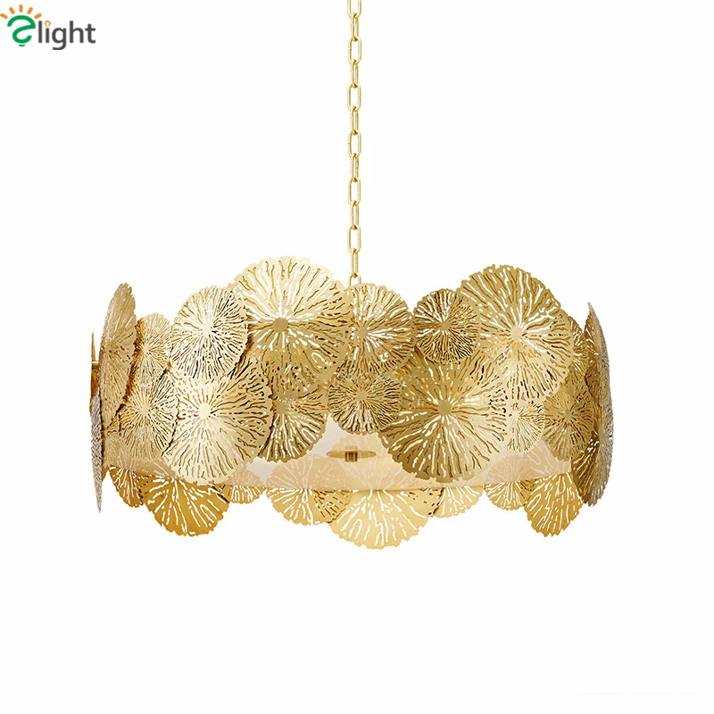 Китайский Роскошный Золотой металлический подвесной светильник, резной полый светодиодный подвесной светильник, освещение для помещений, светильники, лампы