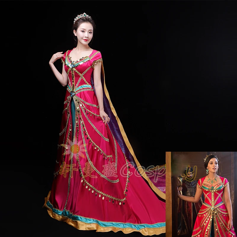 

New Version Movie Aladdin Jasmine Princess Top Quality Fashion Cosplay Costume For Adult Women Girls Halloween Costume