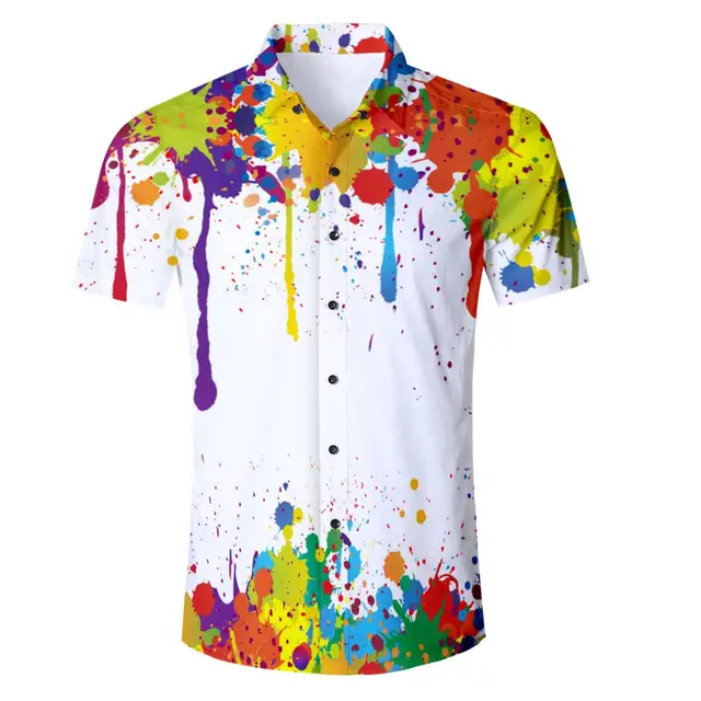 2018 Summer Funny Polo Shirts Men Cute Animal Cat Watercolor Printed